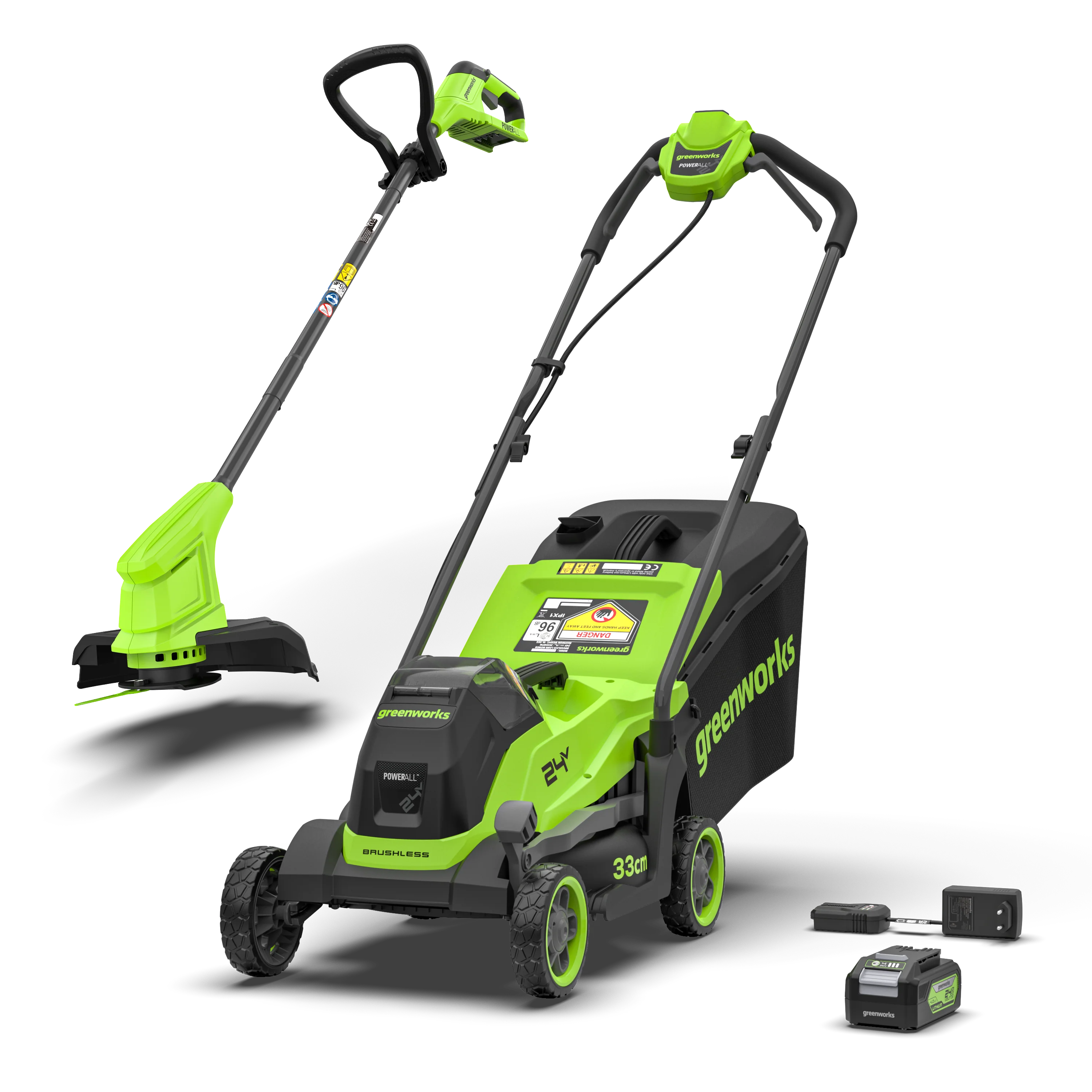 POWERALL 24V Rasenmäher 33cm + Rasentrimmer 25cm Gen. II Set