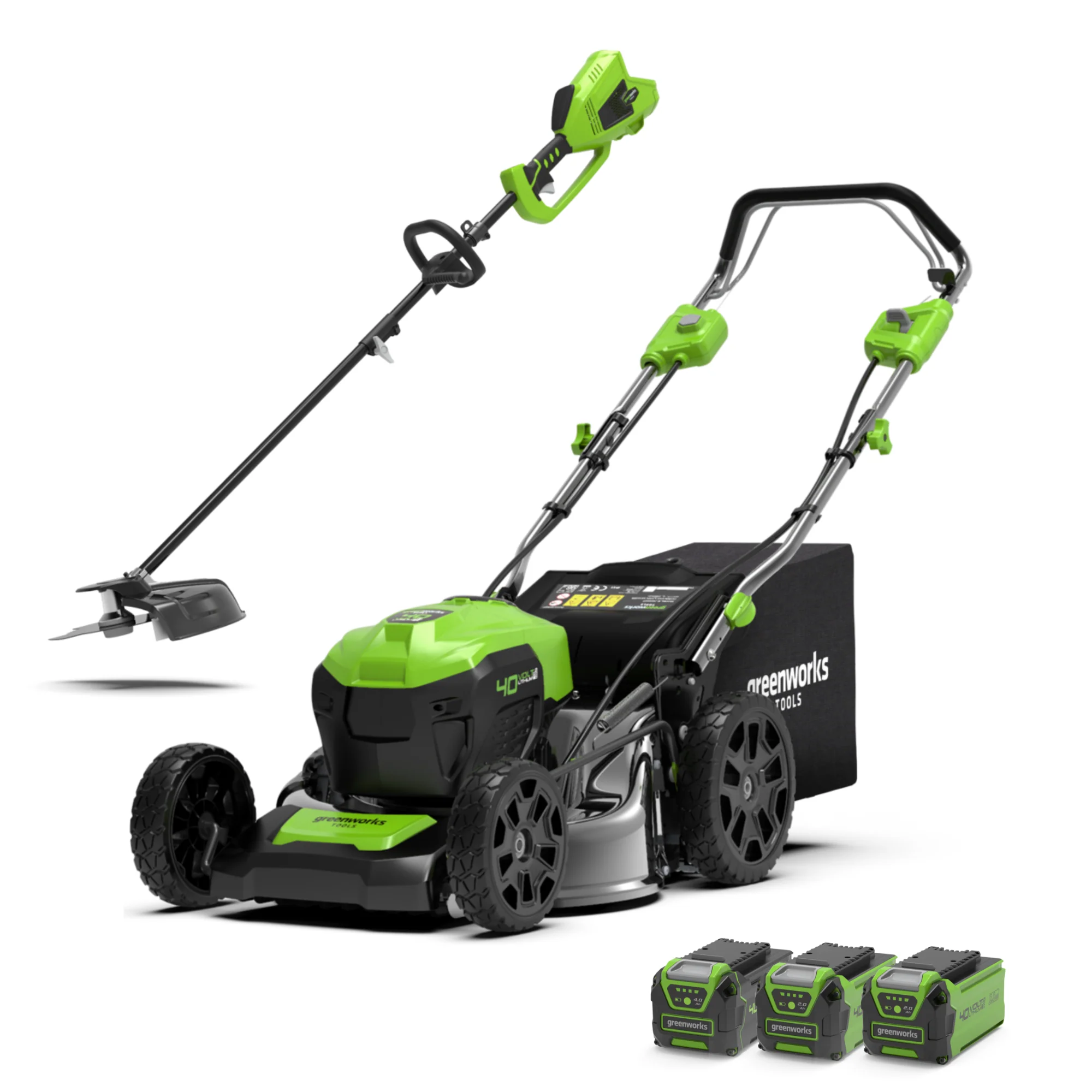 40V Rasenmäher 46cm mit Radantrieb + Freischneider 40cm Set