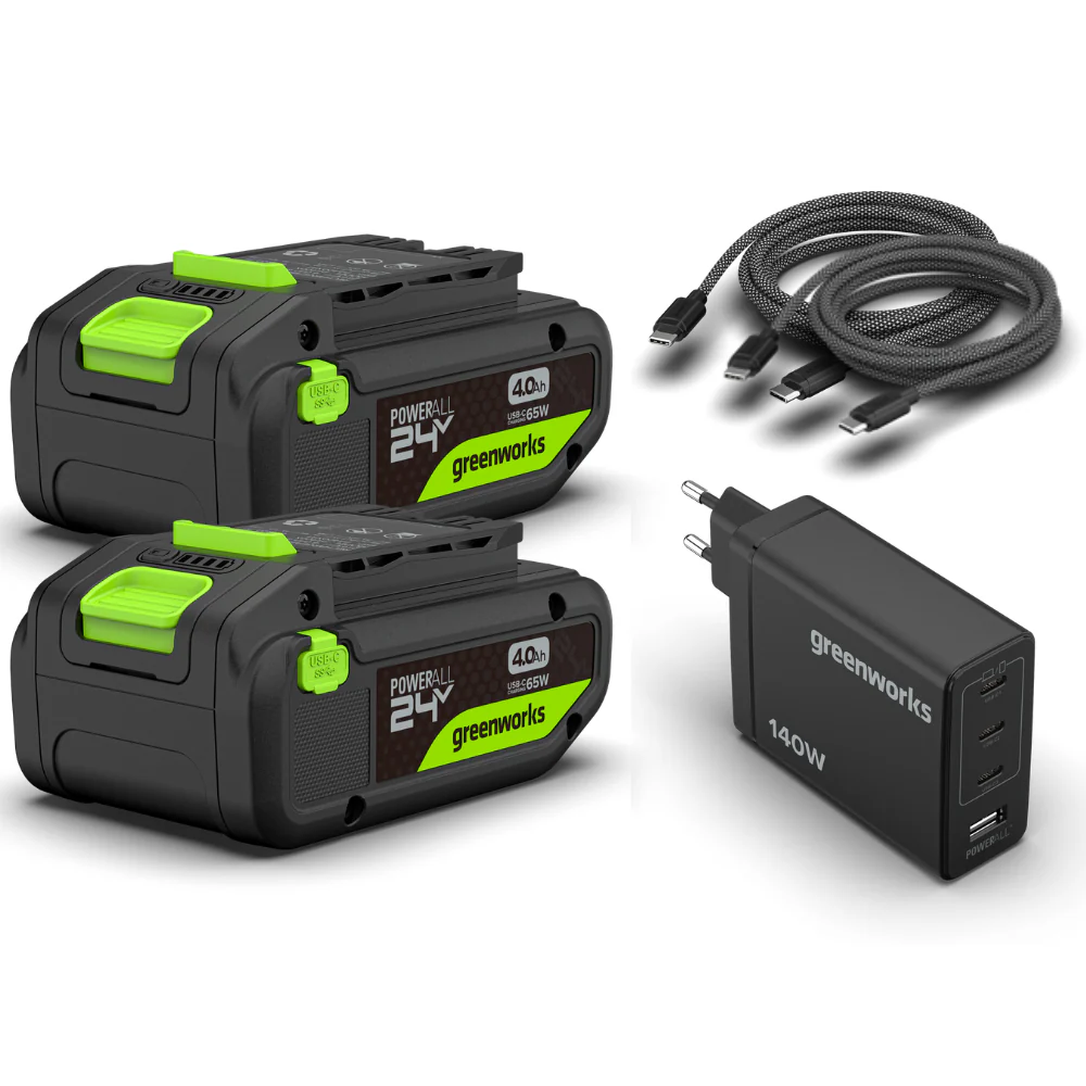 POWERALL 24V Starter Kit 2x 4Ah USB-C Akkus + 140W Ladegerät